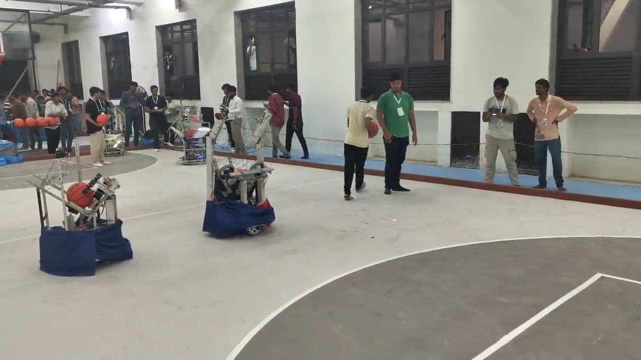 Team Phoenix robots on the practice court